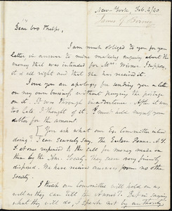 Letter from James Gillespie Birney, New York, to Amos Augustus Phelps, Feb. 4/40