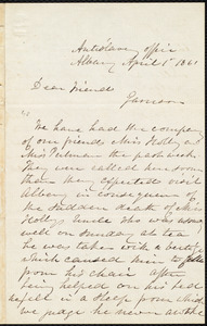 Letter from Lydia Mott, Albany, [N.Y.], to William Lloyd Garrison, April 1st 1861