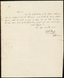 Letter from Boston Athenaeum, to Amos Augustus Phelps, [1833]