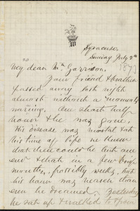 Letter from Alfred Williamson, Syracuse, [N.Y.], to William Lloyd Garrison, July 2nd [1871]