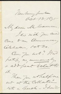 Letter from Joseph May, Newburyport, [Mass.], to William Lloyd Garrison,  Oct[ober] 13, 1875
