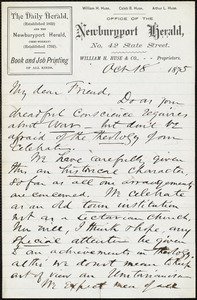 Letter from Joseph May, Newburyport, [Mass.], to William Lloyd Garrison,  Oct[ober] 13 1875