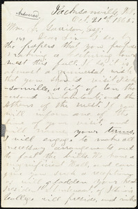 Letter from G. T. Smith, Jacksonville, Ill., to William Lloyd Garrison, Oct[ober] 21st 1866