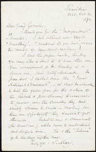 Letter from Samuel May, Jr., Leicester, [Mass.], to William Lloyd Garrison, Oct[ober] 30 [1872]