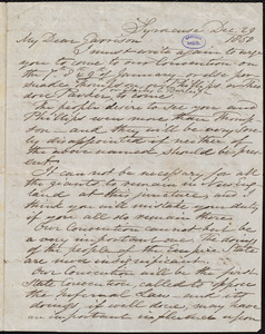 Letter from Samuel Joseph May, Syracuse, [N.Y.], to William Lloyd Garrison, Dec[ember] 29 1850
