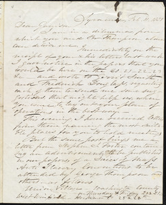 Letter from Samuel Joseph May, Syracuse, [N.Y.], to William Lloyd Garrison, Feb[ruary] 11. 1851