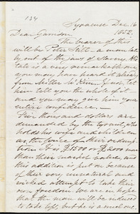 Letter from Samuel Joseph May, Syracuse, [N.Y.], to William Lloyd Garrison, Dec[ember] 16 1852