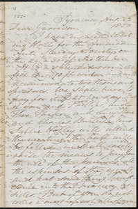 Letter from Samuel Joseph May, Syracuse, [N.Y.], to William Lloyd Garrison, Aug[ust] 23 1853