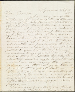 Letter from Samuel Joseph May, Syracuse, [N.Y.], to William Lloyd Garrison, Sep[tember] 11. 1853