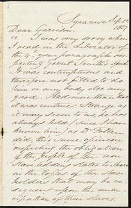 Letter from Samuel Joseph May, Syracuse, [N.Y.], to William Lloyd Garrison, Sep[tember] 12 1857