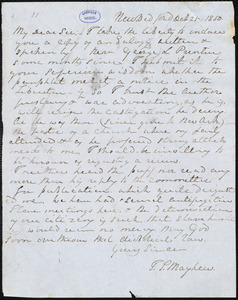 Letter from Julius Stewart Mayhew, New Bedford, [Mass.], to William Lloyd Garrison, Oct[ober] 25 1850