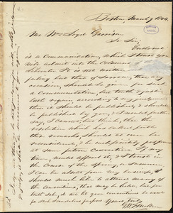 Letter from George Washington Frost Mellen, Boston, [Mass.], to William Lloyd Garrison, March 9 1844