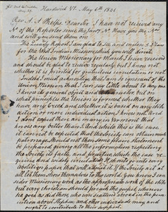 Letter from Kiah Bayley, Hardwick, Vt., to Amos Augustus Phelps, May 6th 1846