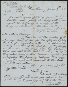 Letter from Abner Belcher, Wrentham, to Amos Augustus Phelps, June 7th 45