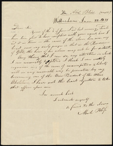 Letter from Abel Bliss, Wilbraham, to Amos Augustus Phelps, June 22. 1839