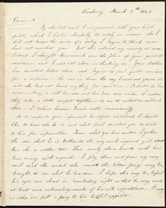 Letter from Parentha Bodwell, Simsbury, to Amos Augustus Phelps, March 4th 1827