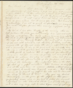 Letter from Parentha Bodwell, Simsbury, to Amos Augustus Phelps, Jan. 22 1828