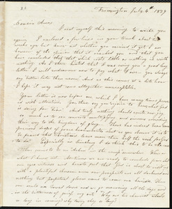 Letter from Parentha Bodwell, Farmington, to Amos Augustus Phelps, July 4th 1829