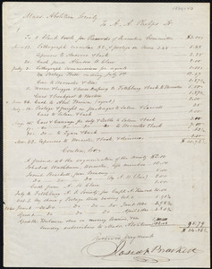 Massachusetts Abolition Society expense account of A. A. Phelps from 1839 to 1840