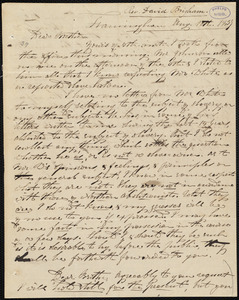 Letter from David Brigham, Framingham, to Amos Augustus Phelps, Aug. 10th. 1839