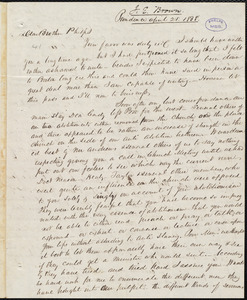 Letter from John Edwin Brown, Providence, to Amos Augustus Phelps, April 21. 1838