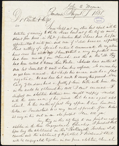 Leter from John Edwin Brown, Providence, to Amos Augustus Phelps, August 7. 1838