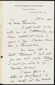 Letter from James Miller M'Kim, New York, [N.Y.], to William Lloyd Garrison, Nov[ember] 30 1865