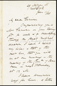 Letter from James Miller M'Kim, New York, [N.Y.], to William Lloyd Garrison, Jan[uary] 11 / [18]66