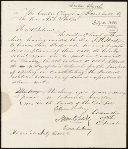 Letter from Center Church of Haverhill, [Haverhill], to Amos Augustus Phelps, July 3. 1838