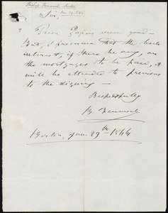 Letter from Benedict Joseph Fenwick, Boston, to Amos Augustus Phelps, Jan. 29th 1844