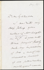 Letter from Wendell Phillips, to William Lloyd Garrison, [January 1875]