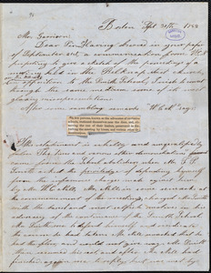 Letter from A. A. Pembroke, Boston, [Mass.], to William Lloyd Garrison, Sept[ember] 30th 1842