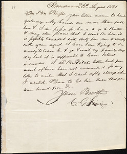 Letter from Charles G. Finney, Providence, to Amos Augustus Phelps, 25th August 1835