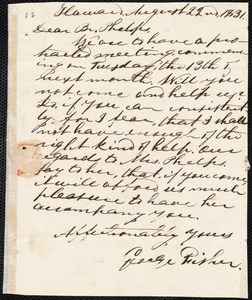 Letter from George Fisher, Harvard, to Amos Augustus Phelps, August 22nd, 1831