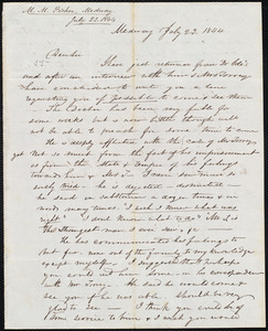 Letter from Milton Metcalf Fisher, Medway, to Amos Augustus Phelps, July 23. 1844