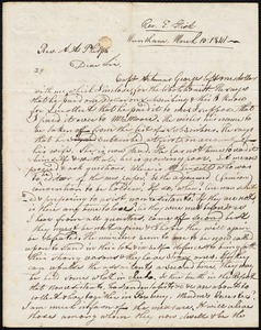 Letter from Elisha Fisk, Wrentham, to Amos Augustus Phelps, March 10 1841