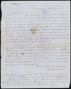 Letter from Samuel Philbrick, Brookline, [Mass.], to William Lloyd Garrison, 21. Jan[uar]y 1846
