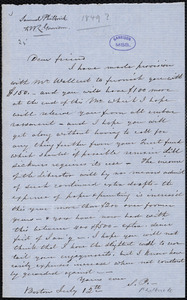 Letter from Samuel Philbrick, Boston, [Mass.], to William Lloyd Garrison, July 12th [1849]