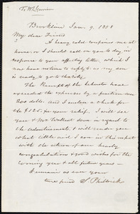 Letter from Samuel Philbrick, Brookline, [Mass.], to William Lloyd Garrison, Jan[uary] 9. 1858