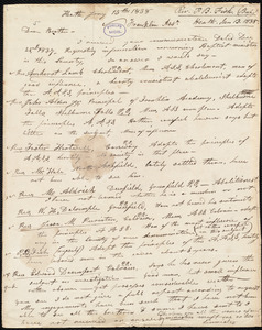 Letter from P. B. Fisk, Heath, to Amos Augustus Phelps, Jan 13. 1838
