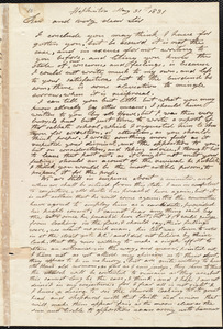 Letter from Elijah Fitch, Hopkinton, to Amos Augustus Phelps, May 31st 1831