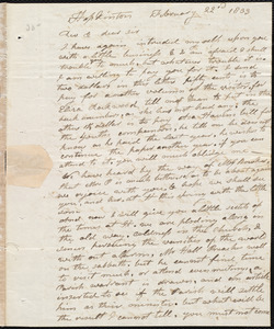 Letter from Elijah Fitch, Hopkinton, to Amos Augustus Phelps, February 22d 1833
