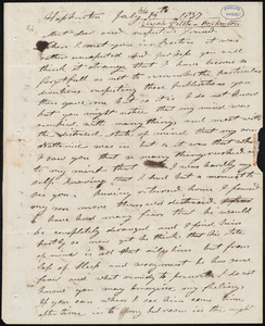 Letter from Elijah Fitch, Hopkinton, to Amos Augustus Phelps, July 17th 1837