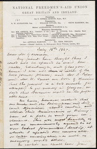 Letter from Thomas Phillips, [London, England], to William Lloyd Garrison, July 15th 1867