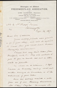 Letter from Thomas Phillips, [London, England], to William Lloyd Garrison, Sept[ember] 26, 1867