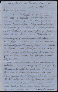 Letter from Thomas Phillips, [London, England], to William Lloyd Garrison, Oct[ober] 5, 1867