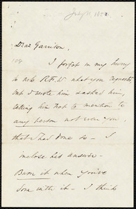 Letter from Wendell Phillips, to William Lloyd Garrison, July 11th [1853]