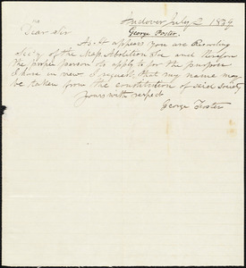 Letter from George Foster, Andover, to Amos Augustus Phelps, July 2 1839