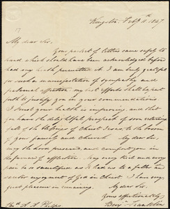 Letter from Benjamin Franklin, Kingston, to Amos Augustus Phelps, Febr 11th. 1847