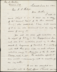 Letter from Nathaniel Bouton, Concord, to Amos Augustus Phelps, June 30. 1841
